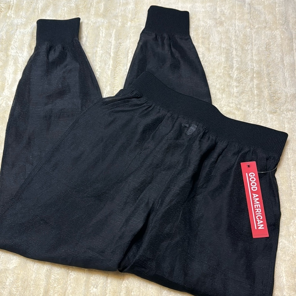 GOOD AMERICAN Black Sheer l Mesh Jogger